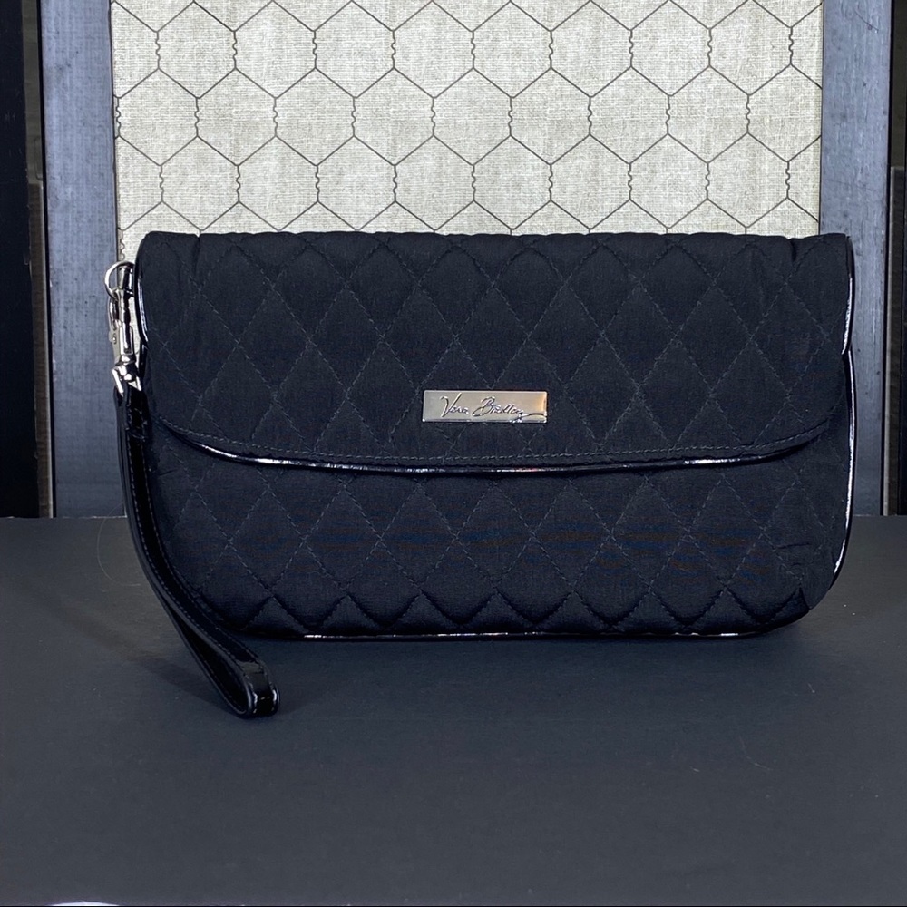 Vera Bradley Black Microfiber Folded Flap Wristlet